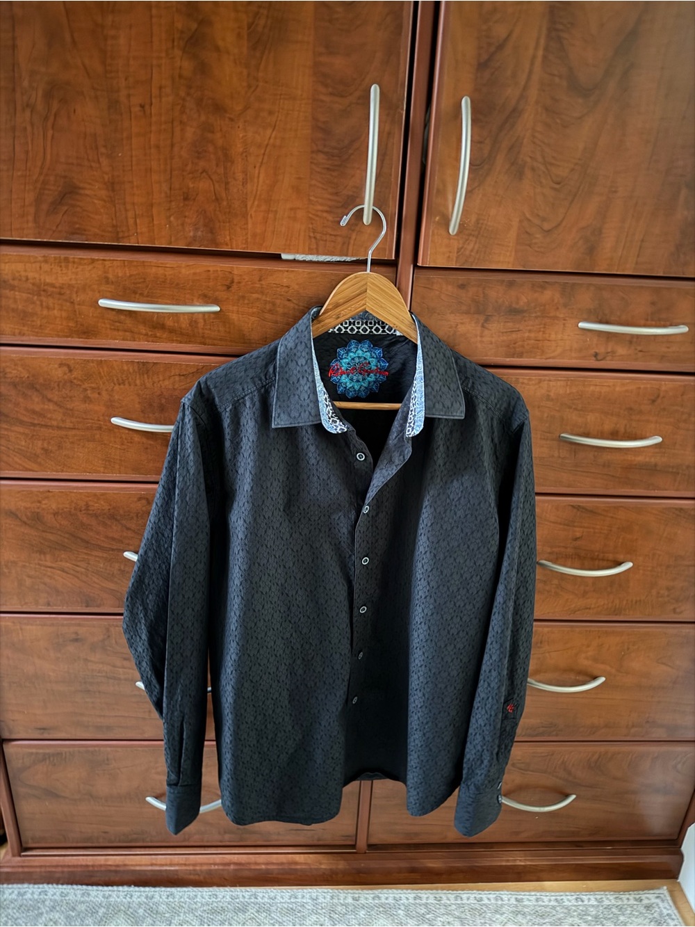 Robert Graham Black Patterned Long-Sleeve Button-Down Shirt